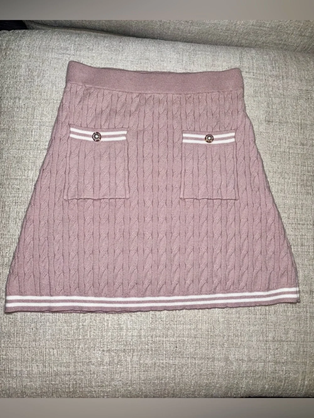 Sincerely Jules Small Pink Cable Knit Mini Skirt Coquette Preppy Soft Girl Chic
